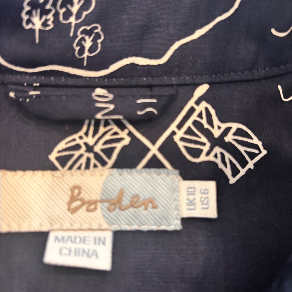 Boden Dark Blue Trench Coat with Map Design - Picture 2 of 15